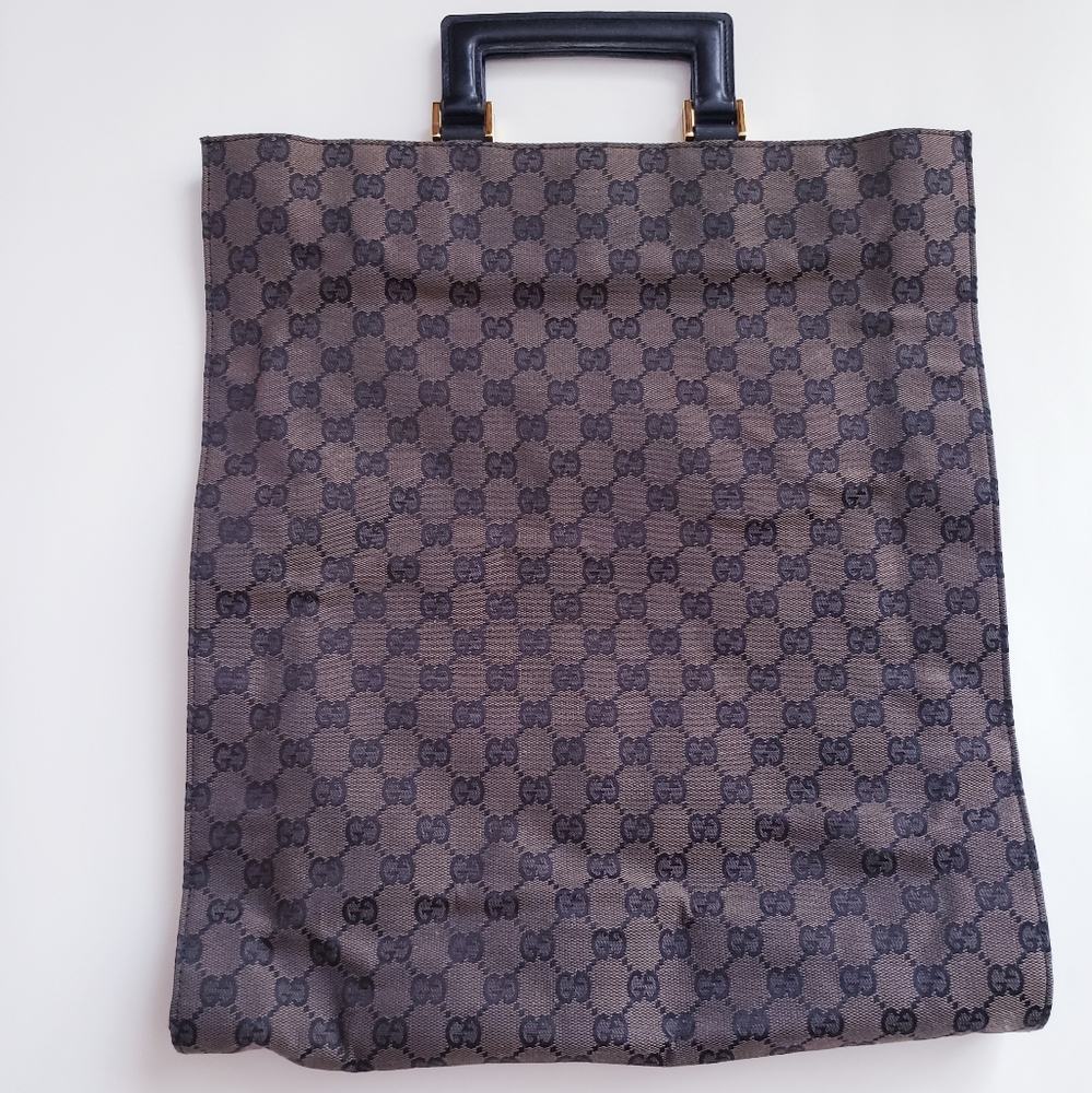 GUCCI Canvas Monogram Tote Authentic with hard handle